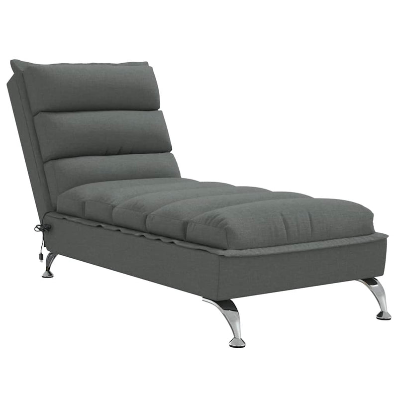 vidaXL Massage Chaise Lounge with Cushions Dark Grey Fabric