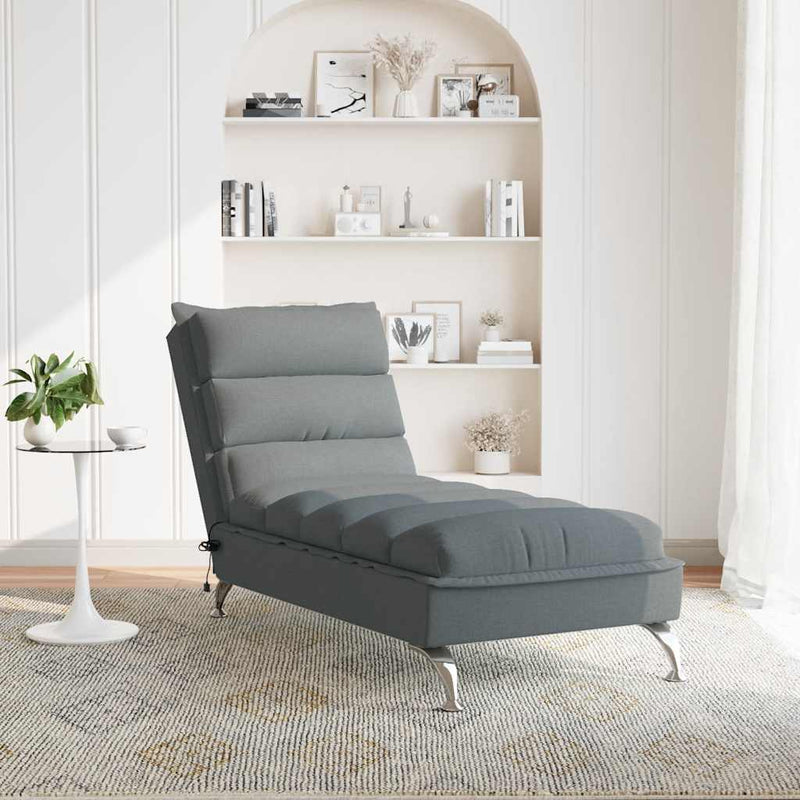 vidaXL Massage Chaise Lounge with Cushions Dark Grey Fabric