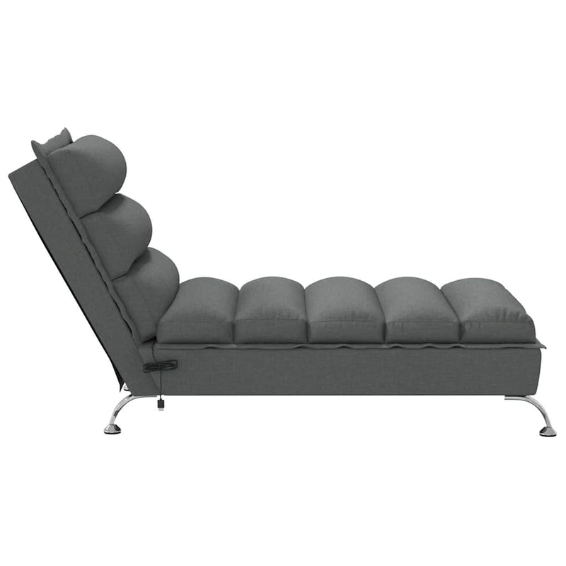 vidaXL Massage Chaise Lounge with Cushions Dark Grey Fabric