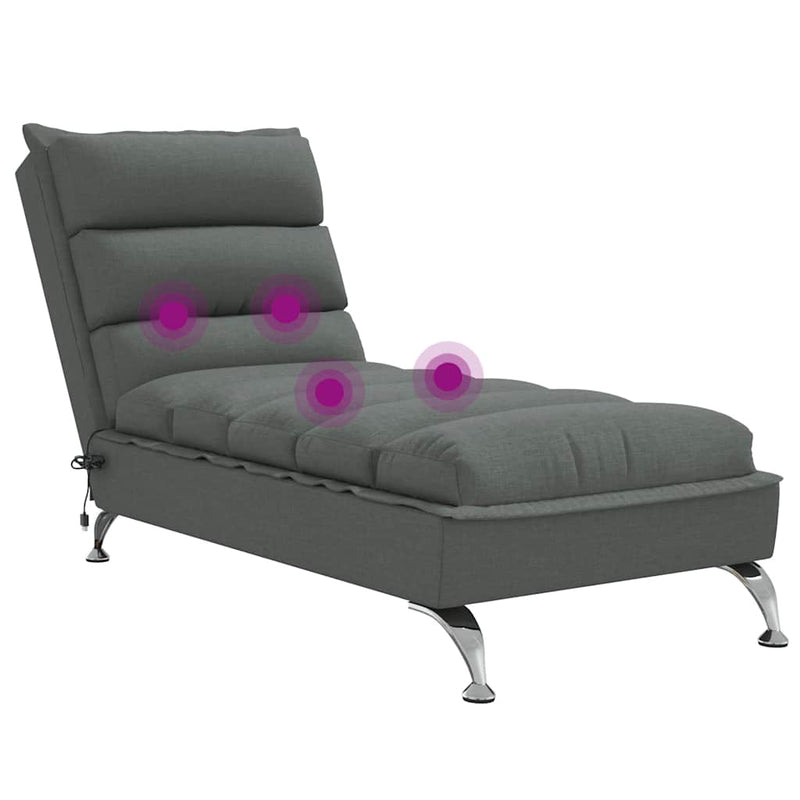 vidaXL Massage Chaise Lounge with Cushions Dark Grey Fabric