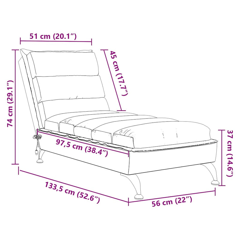 vidaXL Massage Chaise Lounge with Cushions Dark Grey Fabric