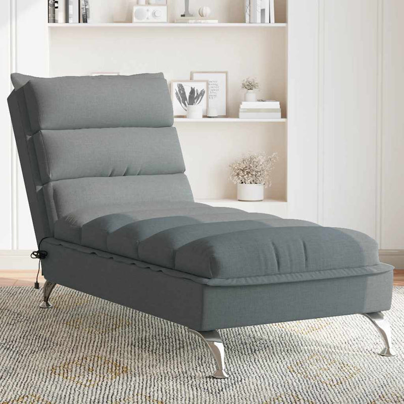 vidaXL Massage Chaise Lounge with Cushions Dark Grey Fabric
