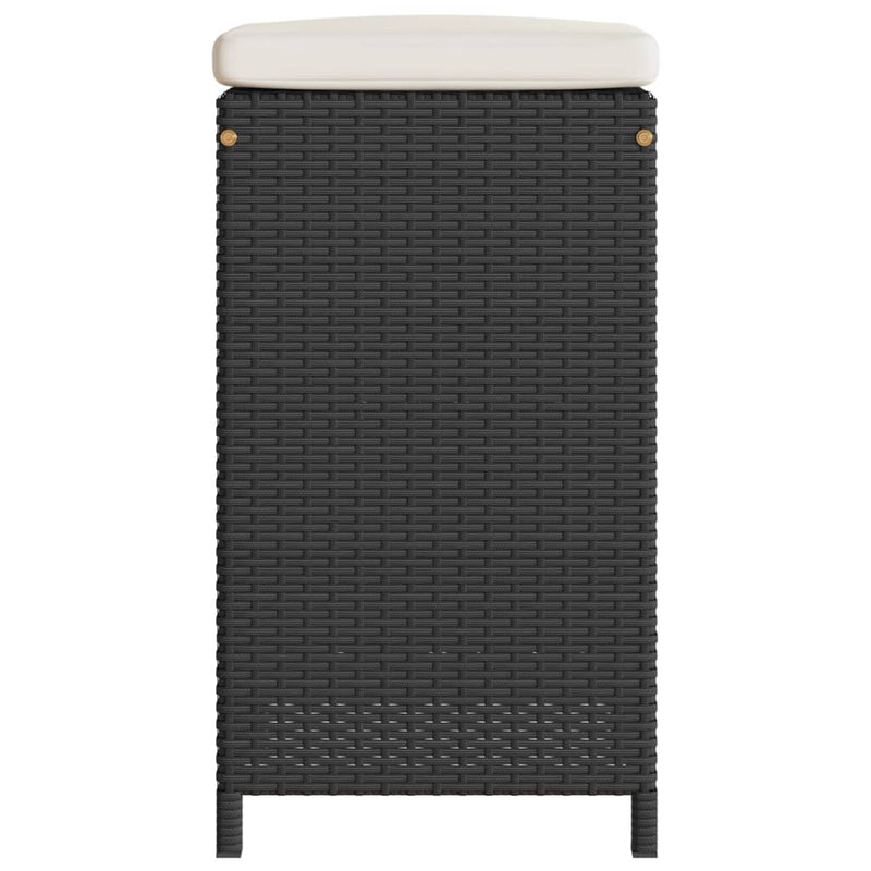 vidaXL Garden Bar Stools with Cushions 4 pcs Black Poly Rattan