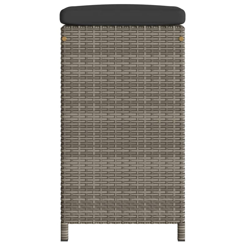 vidaXL Garden Bar Stools with Cushions 4 pcs Grey Poly Rattan