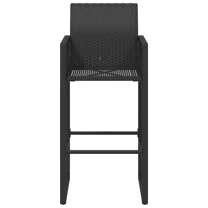 Garden Bar Stools 2 pcs Black Poly Rattan