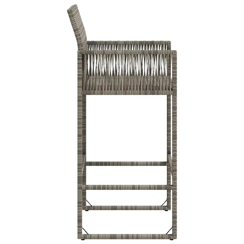 Garden Bar Stools 2 pcs Grey Poly Rattan