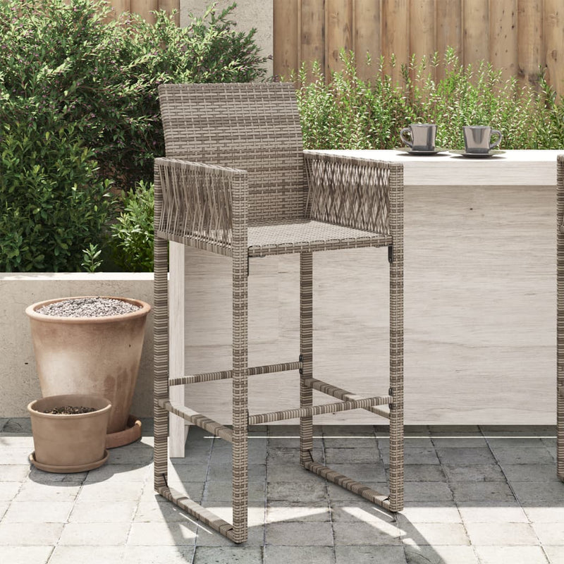 Garden Bar Stools 2 pcs Grey Poly Rattan