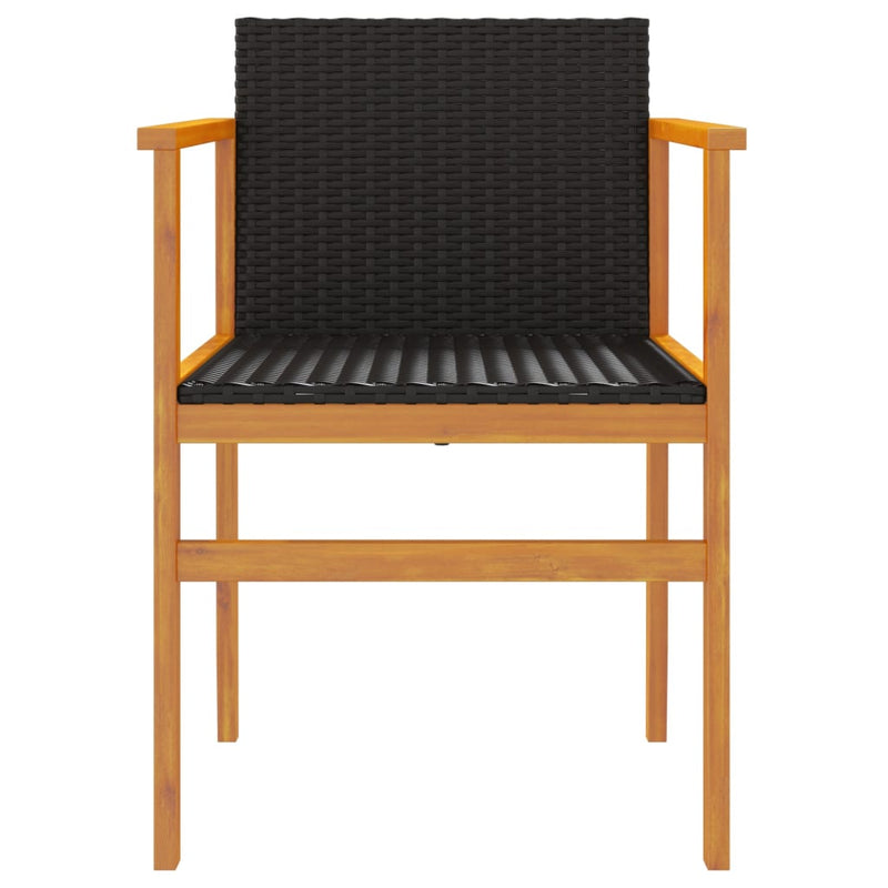 vidaXL Garden Chairs 2 pcs Black Poly Rattan&Solid Wood