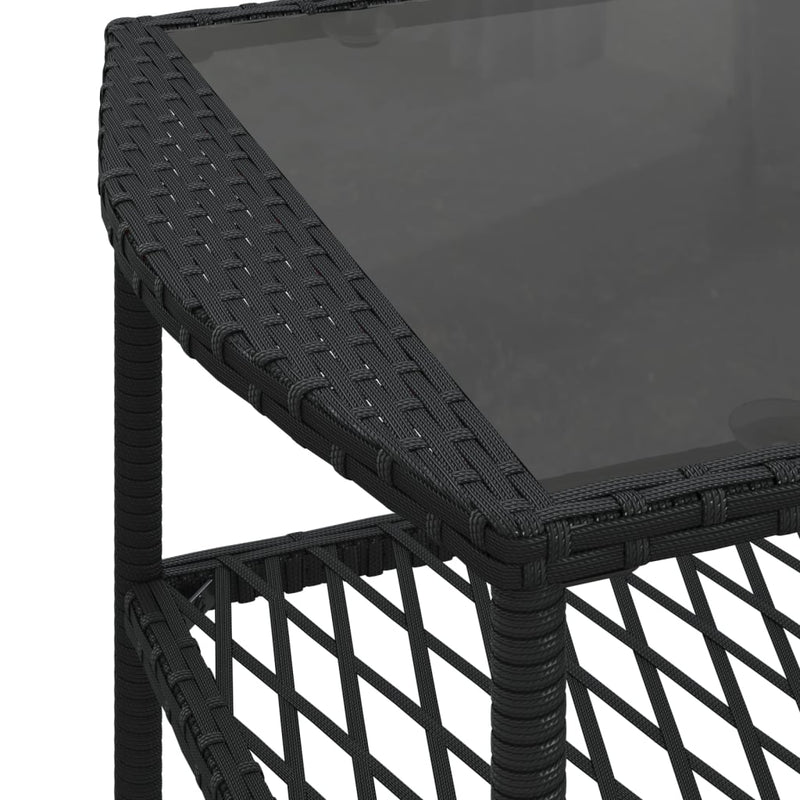 vidaXL 4 Piece Garden Sofa Set with Cushions Black Poly Rattan