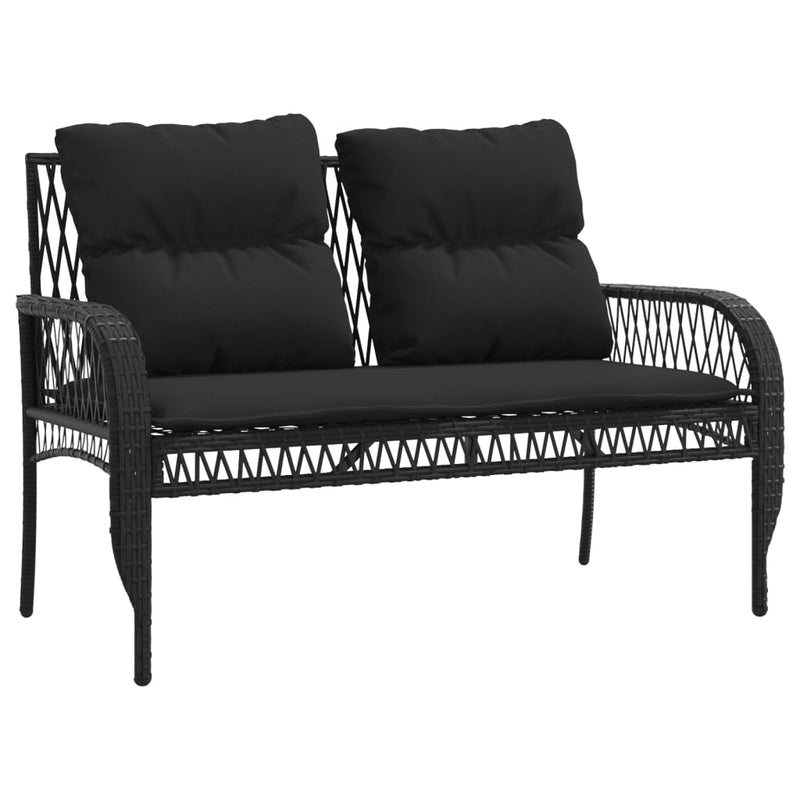 vidaXL 4 Piece Garden Sofa Set with Cushions Black Poly Rattan