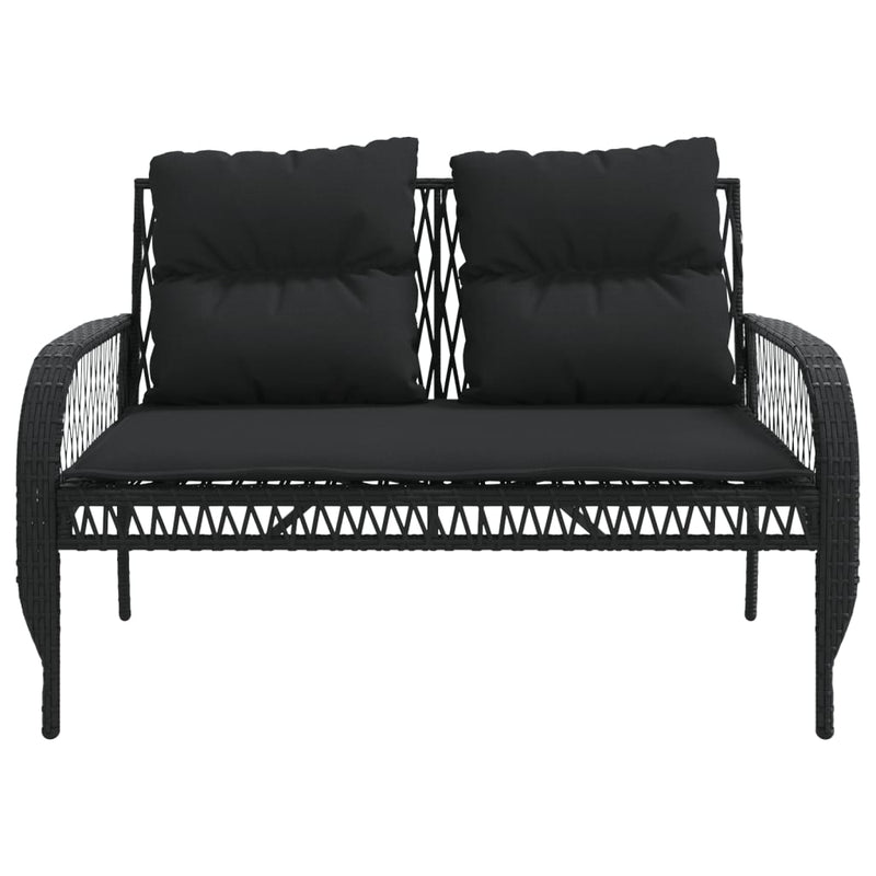 vidaXL 4 Piece Garden Sofa Set with Cushions Black Poly Rattan