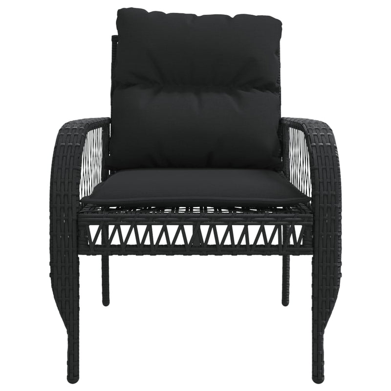 vidaXL 4 Piece Garden Sofa Set with Cushions Black Poly Rattan