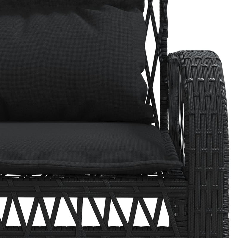 vidaXL 4 Piece Garden Sofa Set with Cushions Black Poly Rattan