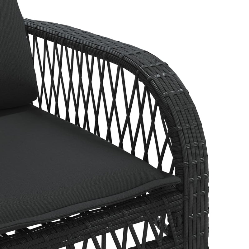 vidaXL 4 Piece Garden Sofa Set with Cushions Black Poly Rattan