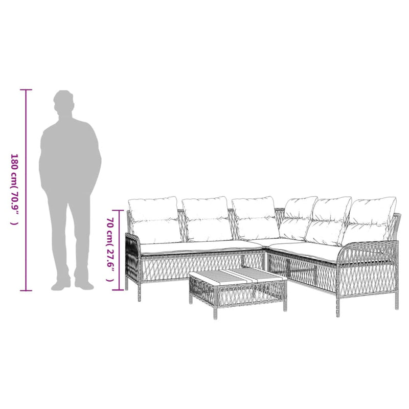 vidaXL 2 Piece Garden Sofa Set with Cushions Black Poly Rattan