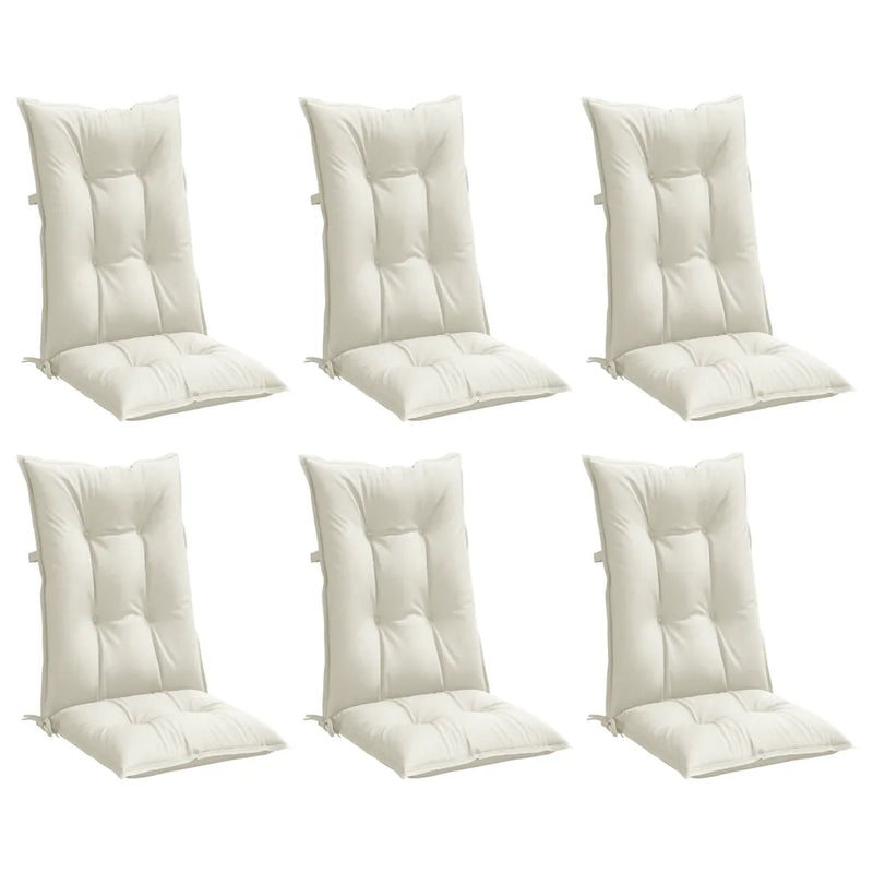 Highback Chair Cushions 6 pcs Melange Cream 120x50x7 cm Fabric
