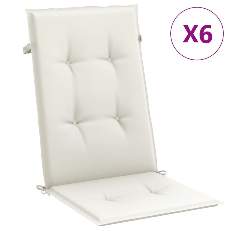 vidaXL Highback Chair Cushions 6 pcs Melange Cream 120x50x4 cm Fabric