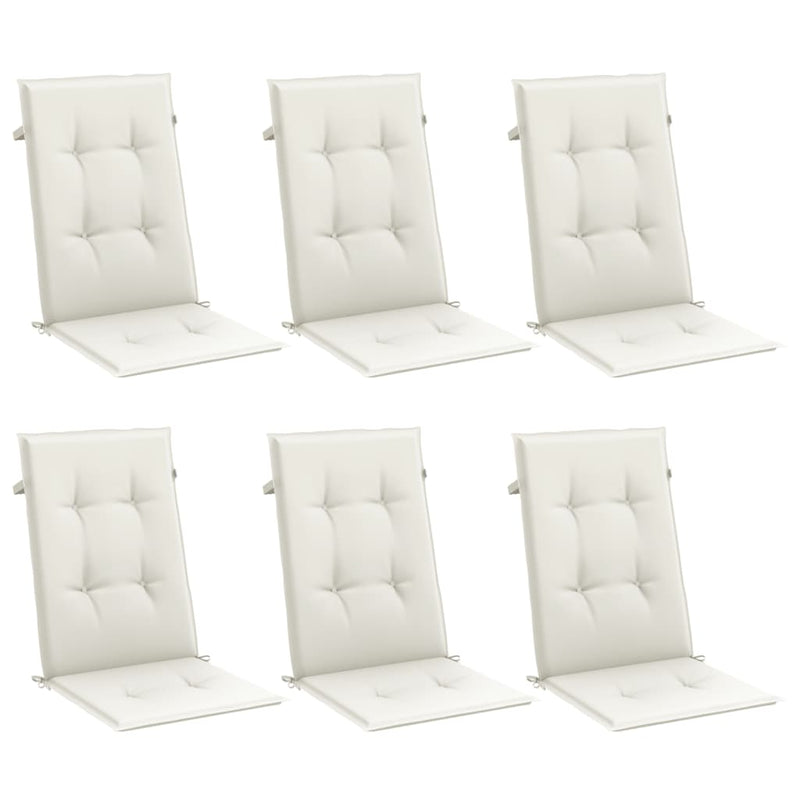 vidaXL Highback Chair Cushions 6 pcs Melange Cream 120x50x4 cm Fabric
