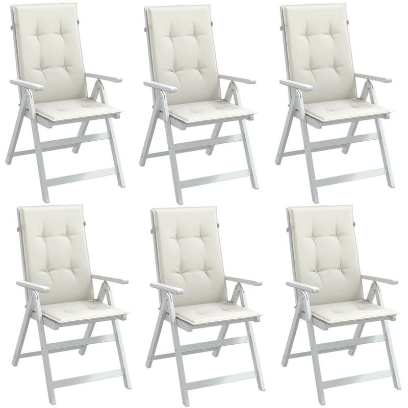 vidaXL Highback Chair Cushions 6 pcs Melange Cream 120x50x4 cm Fabric