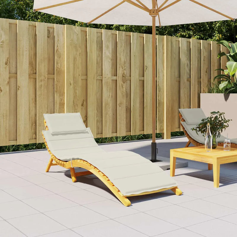 Sun Lounger Cushion Melange Cream 186x58x4 cm Fabric