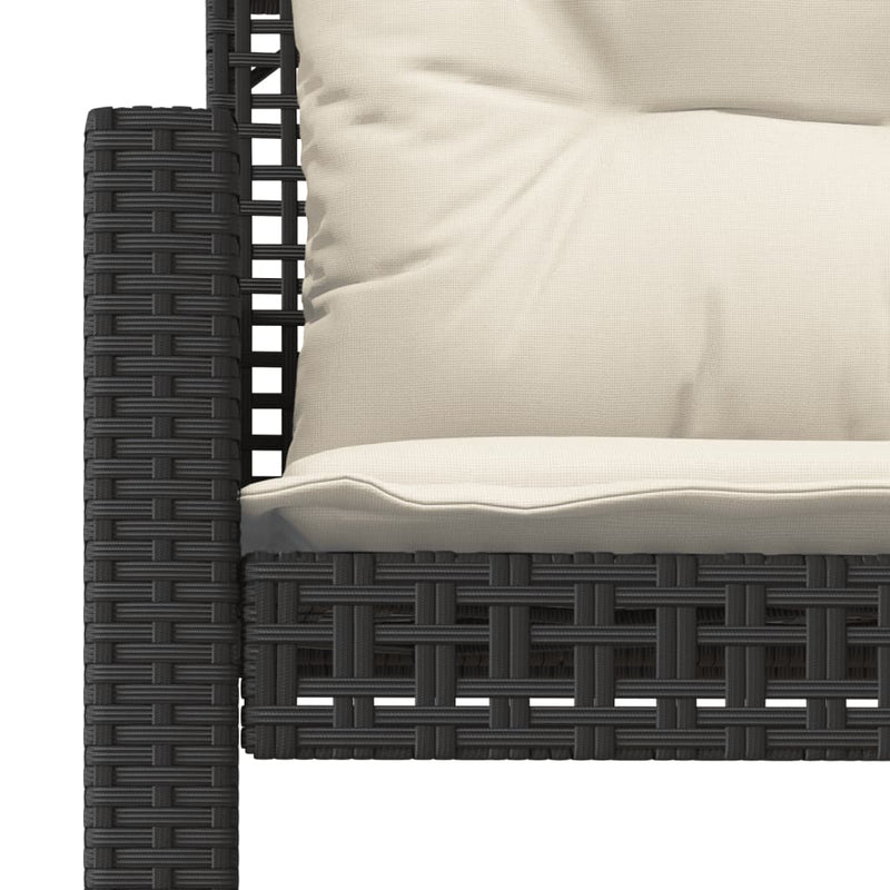 vidaXL 4 Piece Garden Sofa Set with Cushions Black Poly Rattan Glass