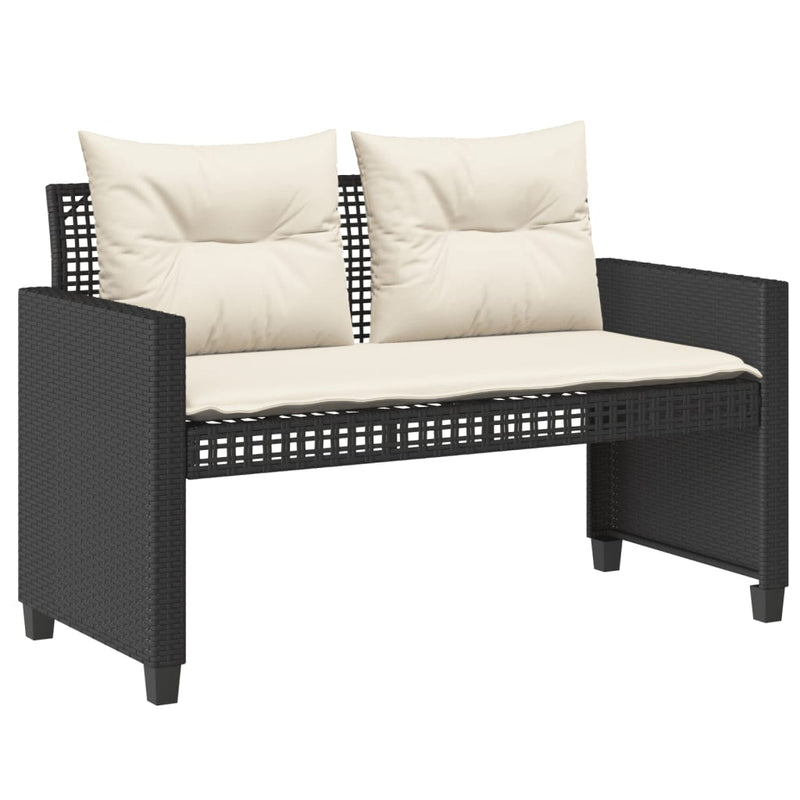 vidaXL 4 Piece Garden Sofa Set with Cushions Black Poly Rattan Glass