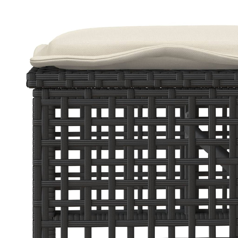 vidaXL 4 Piece Garden Sofa Set with Cushions Black Poly Rattan Glass