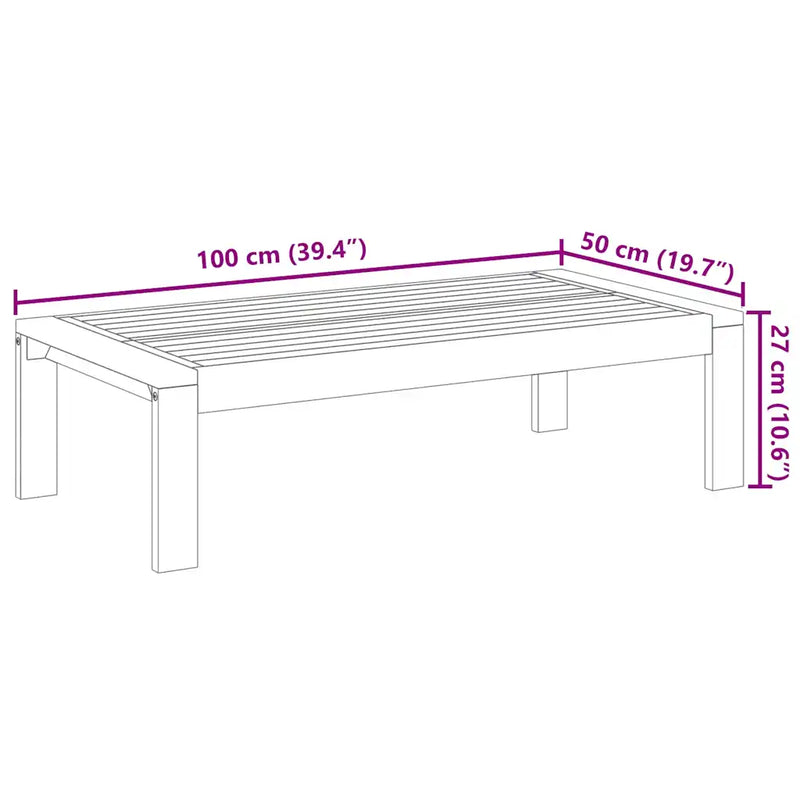 Garden Table 100x50x27 cm Solid Wood Acacia