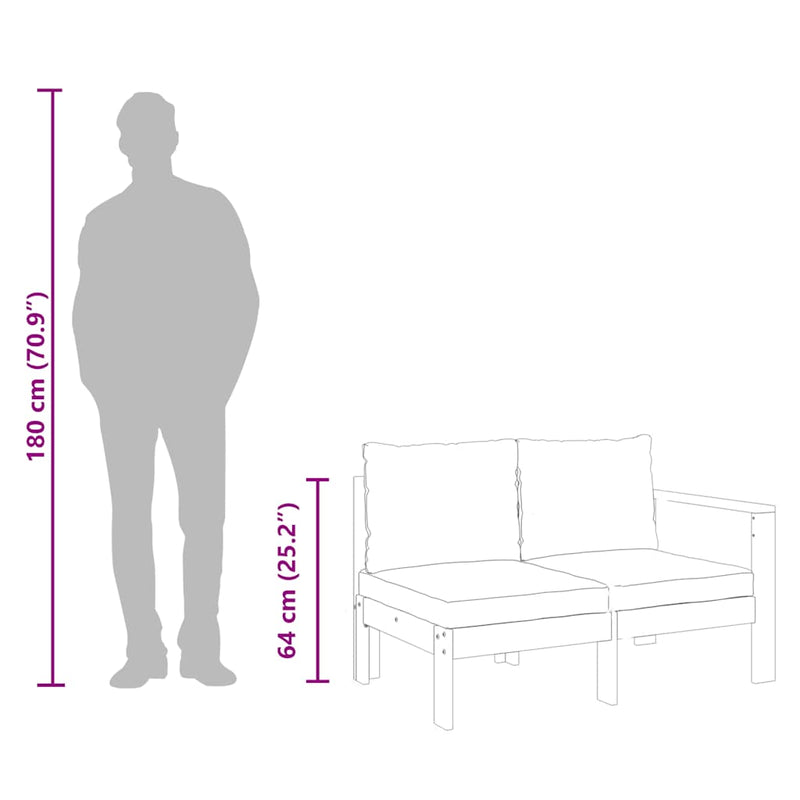 vidaXL Garden Sofa with 1 Armrest 2-Seater Solid Wood Acacia