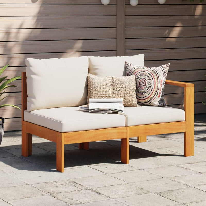 Garden Sofa with 1 Armrest 2-Seater Solid Wood Acacia