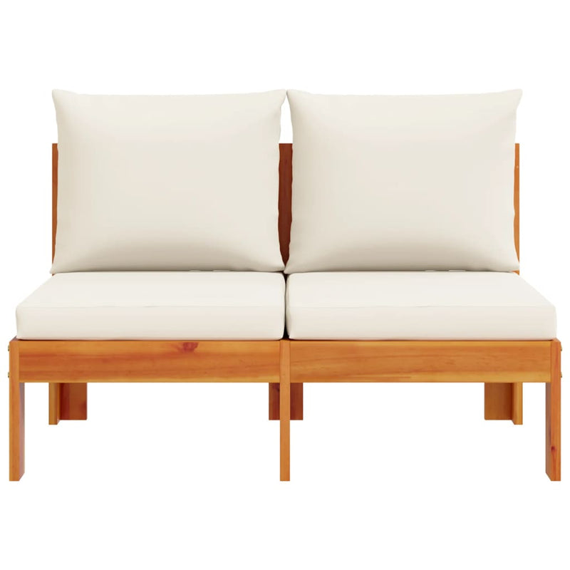 Garden Sofa Armless with Cushions 2-Seater Solid Wood Acacia