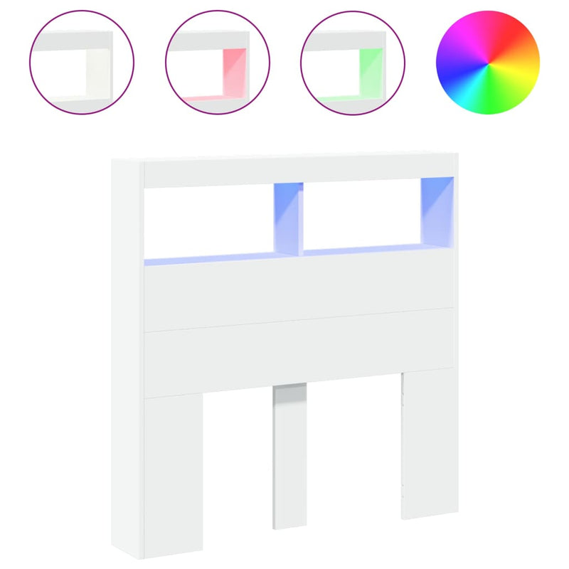 vidaXL Headboard Cabinet with LED White 100 cm