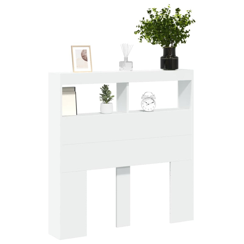 vidaXL Headboard Cabinet with LED White 100 cm