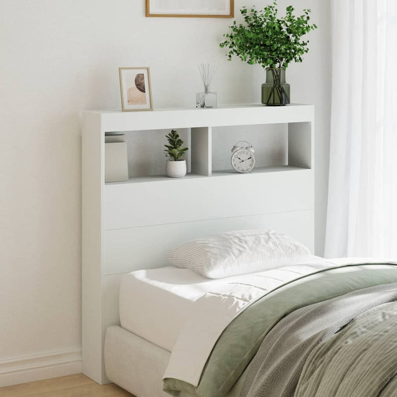 vidaXL Headboard Cabinet with LED White 100 cm