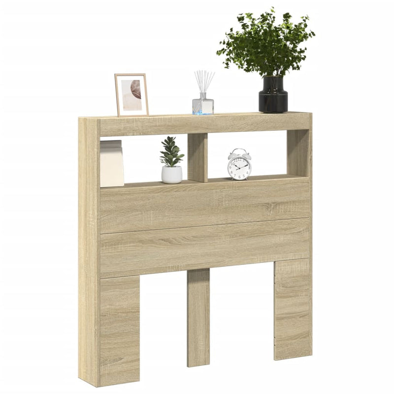 vidaXL Headboard Cabinet with LED Sonoma Oak 100 cm