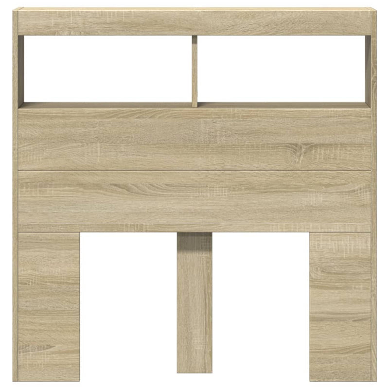 vidaXL Headboard Cabinet with LED Sonoma Oak 100 cm