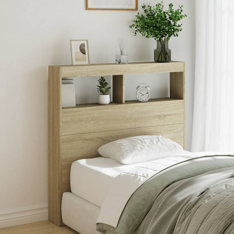 vidaXL Headboard Cabinet with LED Sonoma Oak 100 cm