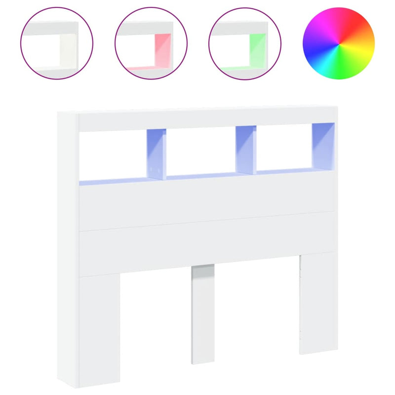 vidaXL Headboard Cabinet with LED White 120 cm