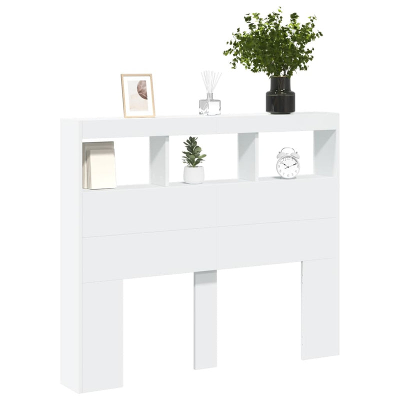 vidaXL Headboard Cabinet with LED White 120 cm