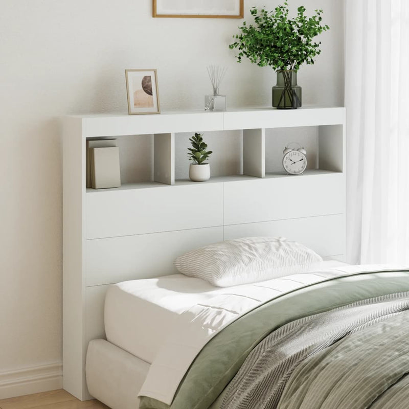 vidaXL Headboard Cabinet with LED White 120 cm