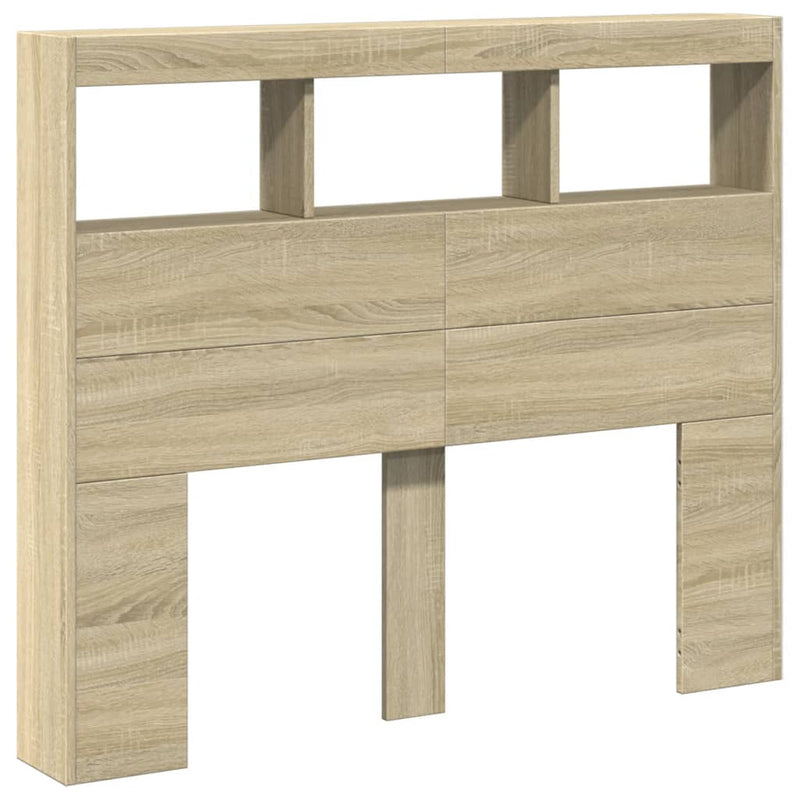 vidaXL Headboard Cabinet with LED Sonoma Oak 120 cm
