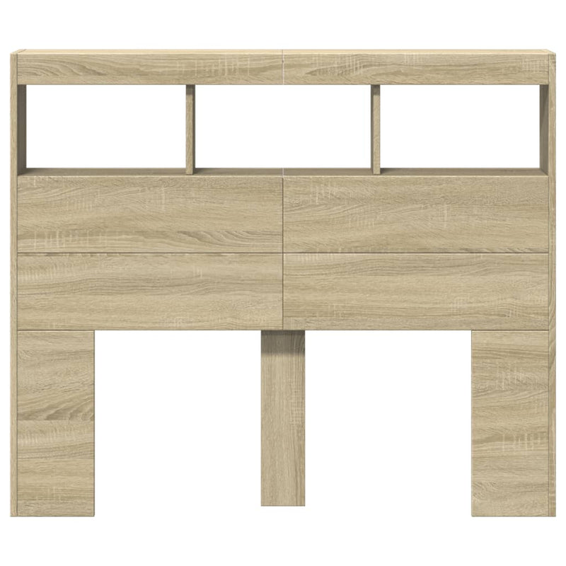 vidaXL Headboard Cabinet with LED Sonoma Oak 120 cm