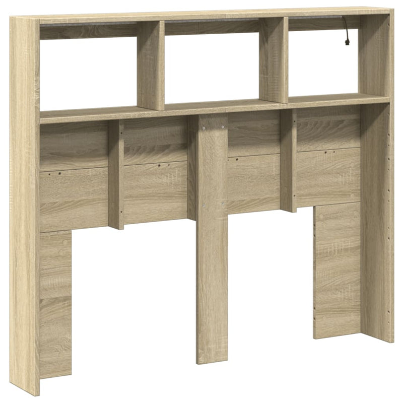 vidaXL Headboard Cabinet with LED Sonoma Oak 120 cm