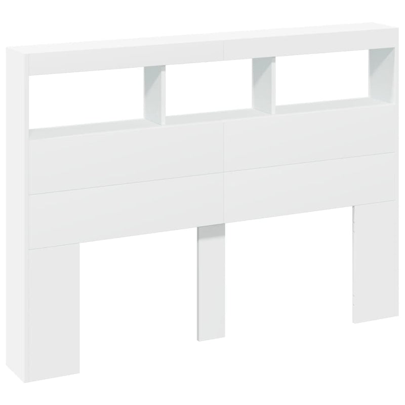 vidaXL Headboard Cabinet with LED White 140 cm