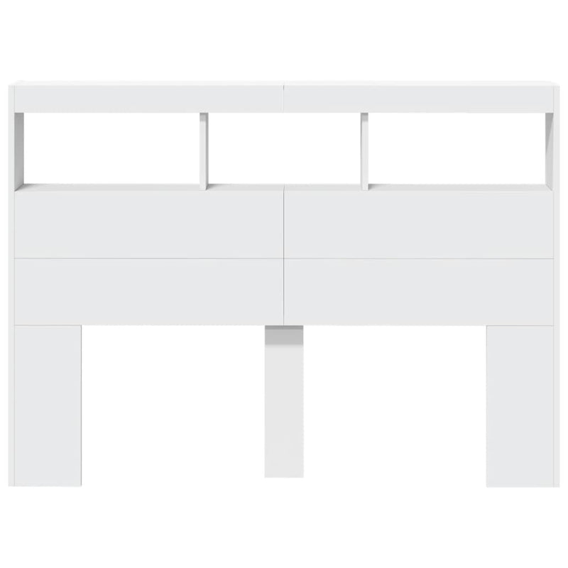 vidaXL Headboard Cabinet with LED White 140 cm