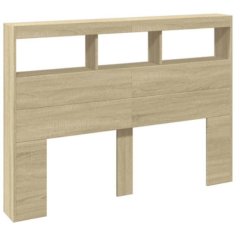 vidaXL Headboard Cabinet with LED Sonoma Oak 140 cm
