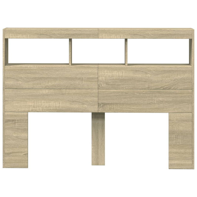 vidaXL Headboard Cabinet with LED Sonoma Oak 140 cm