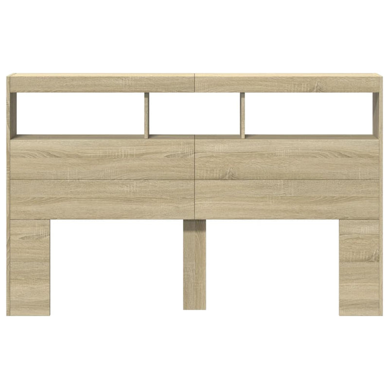 vidaXL Headboard Cabinet with LED Sonoma Oak 160x17x102 cm