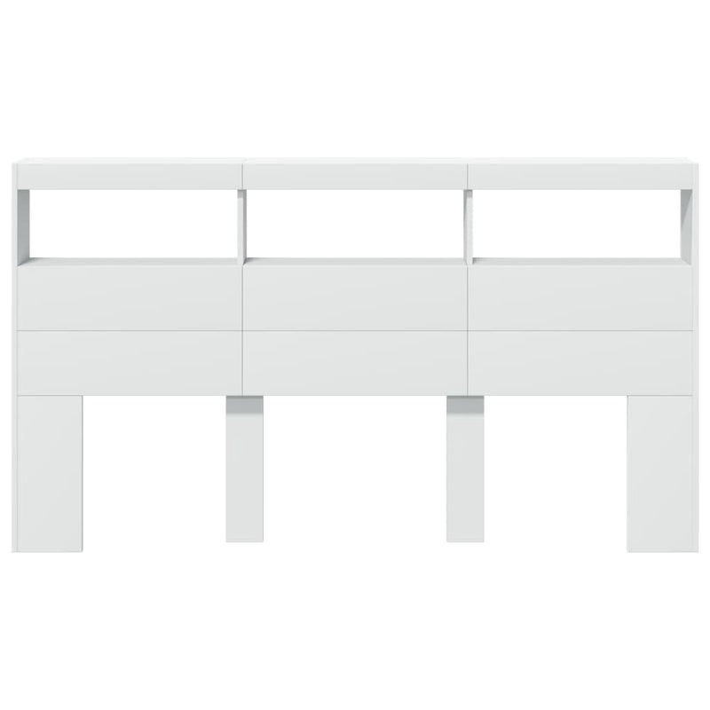 vidaXL Headboard Cabinet with LED White 180 cm