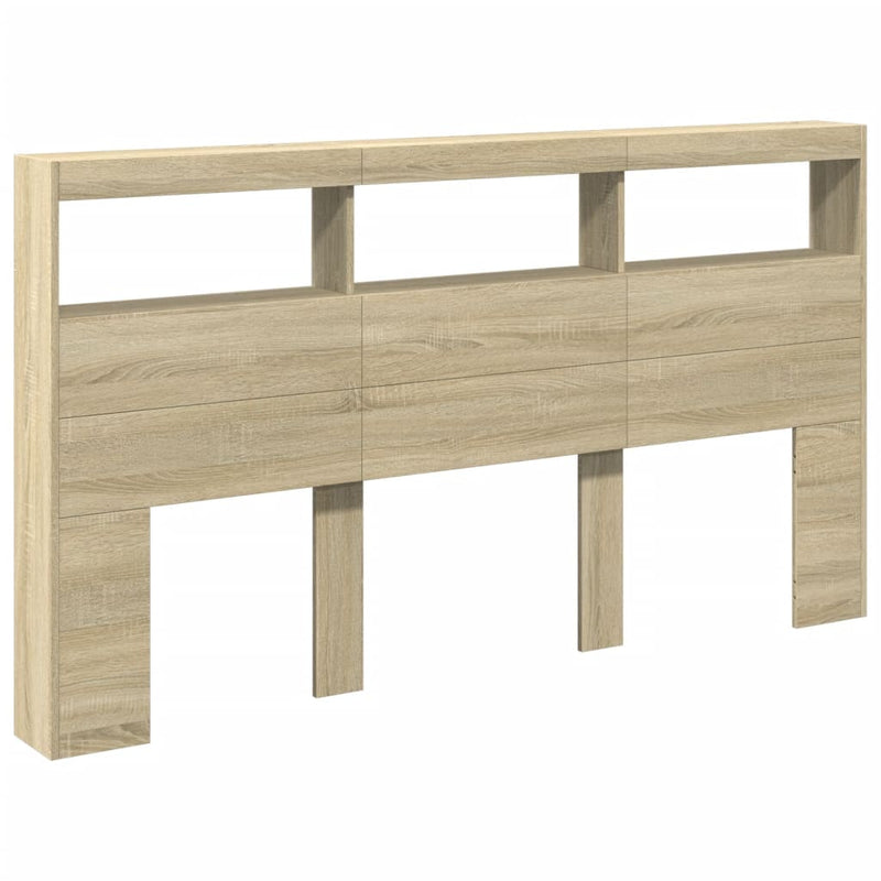vidaXL Headboard Cabinet with LED Sonoma Oak 180 cm
